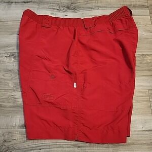 AFTCO Bluewater Fishing Shorts Mens Size 46 Red Cargo Utility Nylon Outdoor  USA